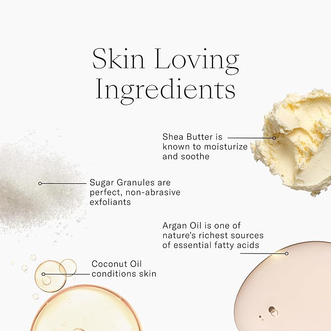 Josie Maran Argan Sugar Balm Body Scrub - Exfoliating Sugar Scrub with 100% Pure Argan Oil & Coconut Oil - Softens, Smoothes & Hydrates Dry Skin - Vegan + Cruelty Free - Night Flower (18 oz)