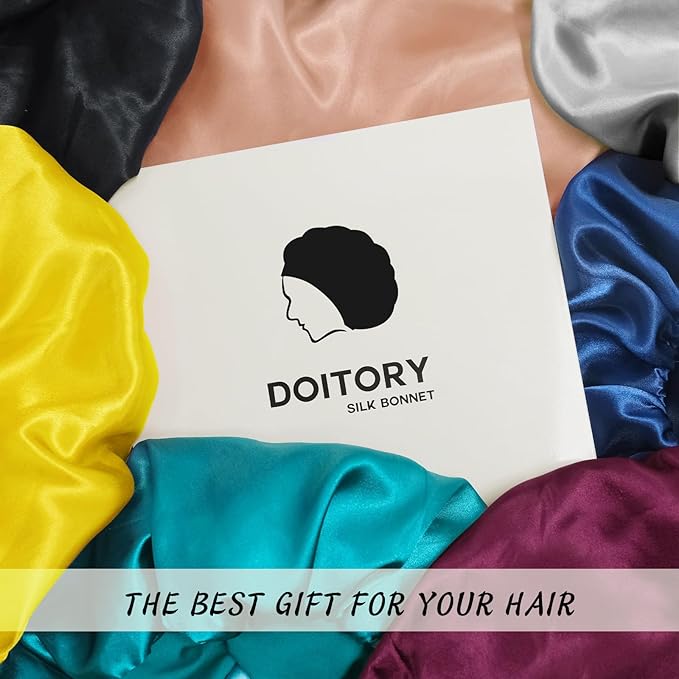 Satin Silk Bonnet for Sleeping, Double Layer Silk Sleep Cap for Men & Women, Soft Satin Lined Bonnet for Curly Hair