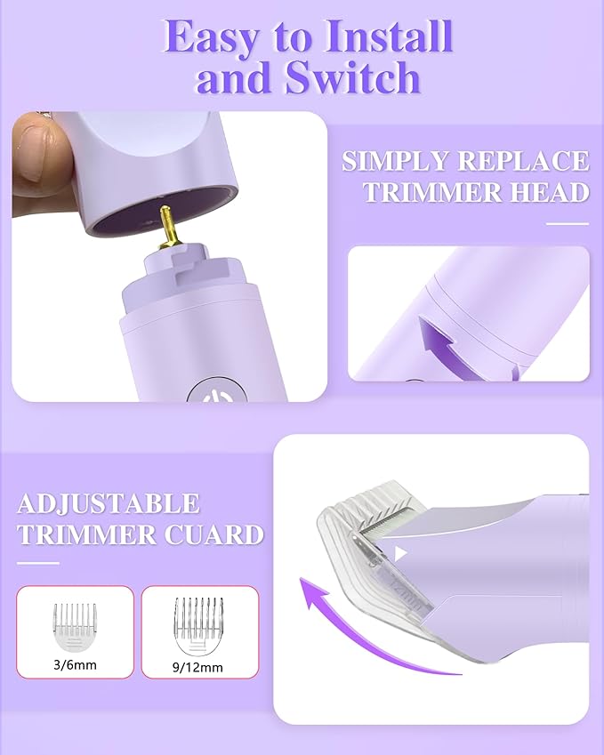 Bikini Trimmer for Women, Electric Razor for Pubic Hair 3-in-1, Bikini Shaver for Legs Body Hair, Womens Electric Razor IPX6 Waterproof, Gifts for Women,Purple