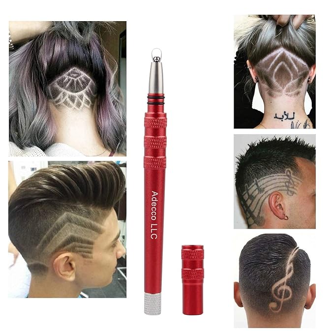 AHIER Hair Razor Pen, Tattoo Trim Styling Face Eyebrow Shaping Device, Engraved With 20 Blades, DIY Styling Eyebrows Beards Tool