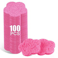 100-Count Facial Sponges Compressed Facial Sponges Natural Facial Cleansing Sponges Pads Cute Flower Shape Exfoliating Sponges for Cleansing Reusable,Best Makeup Gift, Pink