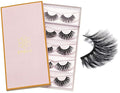 DYSILK Lashes False Eyelashes - Mink Lashes 5 Pairs 6D Faux Eyelash - Wispy Eyelashes Fluffy Strip Lashes Fake Eyelashes Reusable Lash Extension Kit | 15.5mm