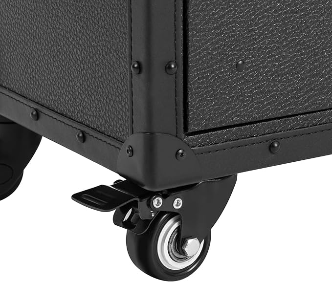 Beauty Salon Luggage With Metal Universal Wheel, Makeup Rolling Train Case, 32 In-Retro Travel Organizer Tool Box with Combination Locks for Stylist, Beauty, Makeup Artist (Black)
