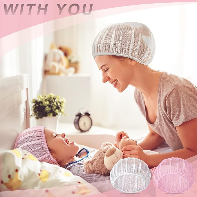 Chuarry 4 Pcs Mesh Sleep Bonnet for Sleeping Night Curly Hair Nets Sleep Caps for Women