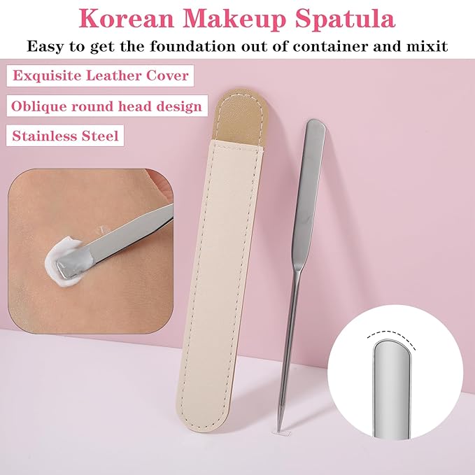 6pcs Professional Makeup Spatula Korean Set Stainless Steel Makeup Palette Acrylic Cosmetic Palette Foundation Spatula Reusable Beauty Tools for Facial Cosmetic Nail Art Pigment Blending