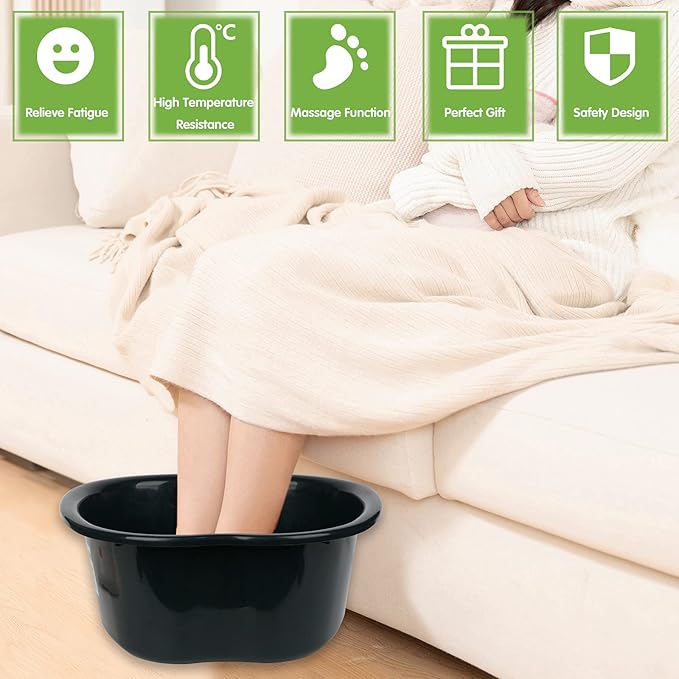 Foot Soaking Tub, Durable Feet Soaking Bath Basin Large Feet Bucket Wash Basin Plastic Tub Convenient Foot Massager Spa for Detox,Toe Nails, and Ankles,Pedicure (Black)