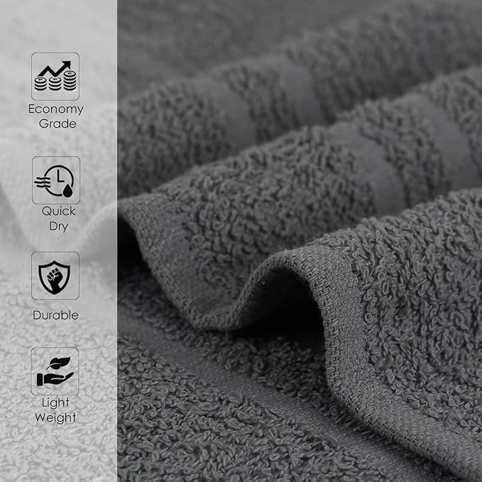 24 Pack Dark Grey Hand Towel 100% Cotton Spa Towel – 16x27 inches Highly Absorbable Facial Towels Gym, Hair Towel and Face Towel Bulk Small Towels (Not Bleach Proof)