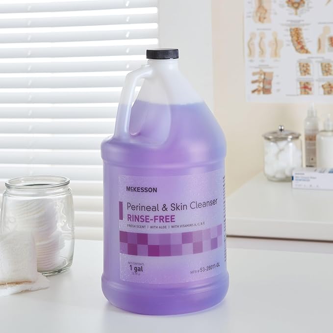McKesson Perineal Skin Cleanser with Aloe, 1 Gallon [Pack of 4] Rinse-Free Body Wash for Incontinence or Ostomy Care, Fresh Scent