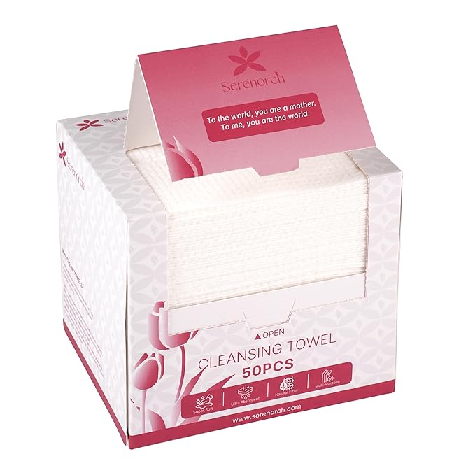 Mother's Day Gifts for Mom from Daughter Son, Disposable Face Towels XL 50 Count, Ultra Soft Facial Tissues for Sensitive Skin, Makeup Remover Dry Wipes, Best Mom Birthday Gift Ideas