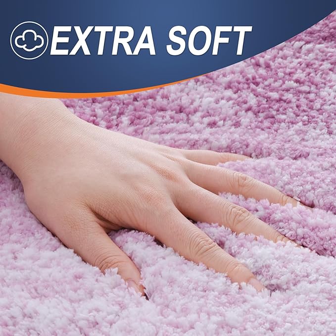 OLANLY Bathroom Rug Set 2 Piece, Soft Absorbent Microfiber Bath Mats and U-Shaped Contour Toilet Rug, Non-Slip, Machine Wash Dry, Plush Shaggy Bath Mats for Bathroom (30"x20"+24"x20", Pinkish-Purple)
