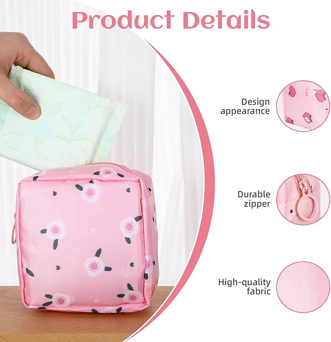 4Pcs Sanitary Napkin Storage Bag, Portable Period Bag for Teen Girls Woman, Pad Pouch Tampon for Purse, Reusable Zipper Period Pouches for Teen School Office Travel Feminine Care Organizer, Cute