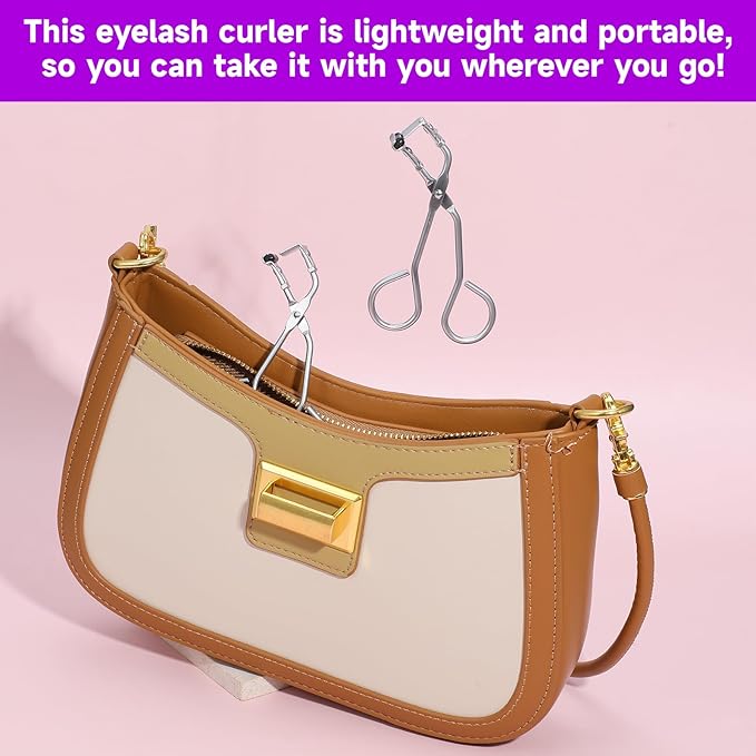 2pcs Mini Eyelash Curler Metal, Silicone pad Eyelash Curler Non-Closed Edge Lashes Curler Mini-Handled Eyelash Tools No Pinching or Pulling Lash Curler Segmented Curler Makeup Tool Fits Most Shapes