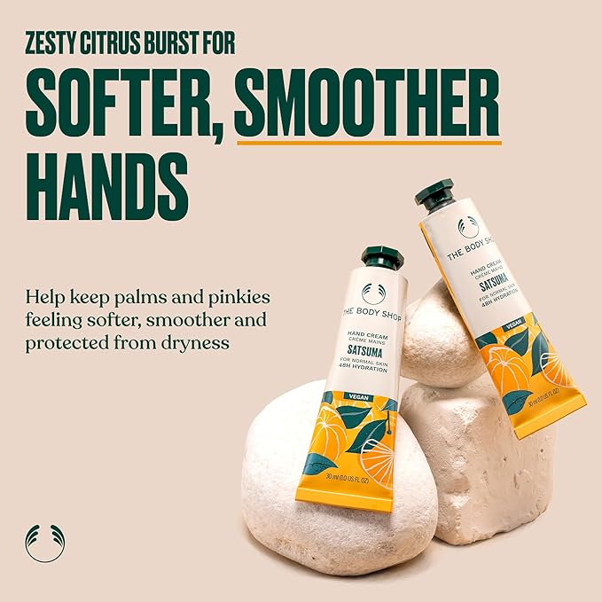 The Body Shop Satsuma Hand Cream – Citrus Fragrance, On-the-Go Hydration – Vegan – 1.0 oz