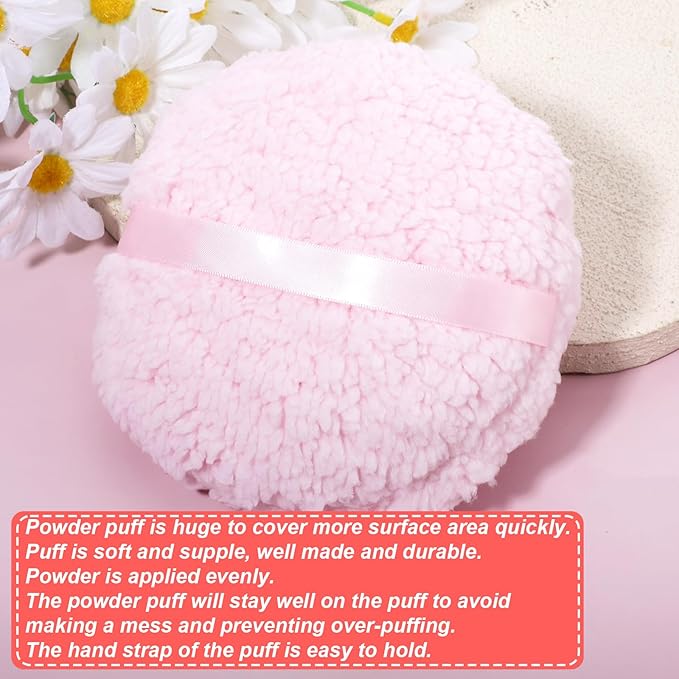 Body Powder Puff, 6'' Large Body Powder Applicator Round Soft Powder Puff Oversize Dust Puffs for Women (Pink)