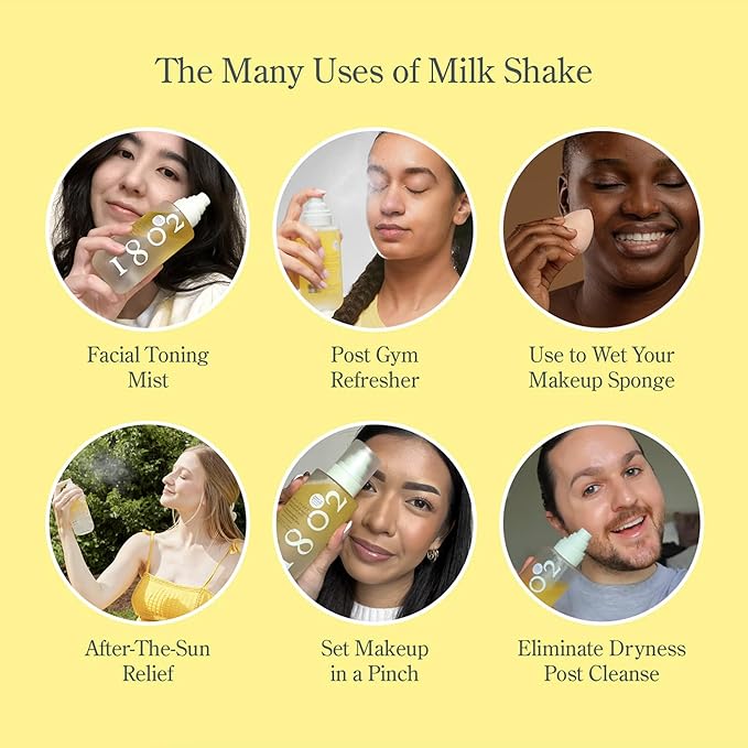 Beekman 1802 Milk Shake Hydrating Face Mist – Setting Spray & Milky Toner with Hyaluronic Acid & Squalane – Facial Toner & Face Spray – Lightweight Hydration, Minimizes Pores, Travel Size
