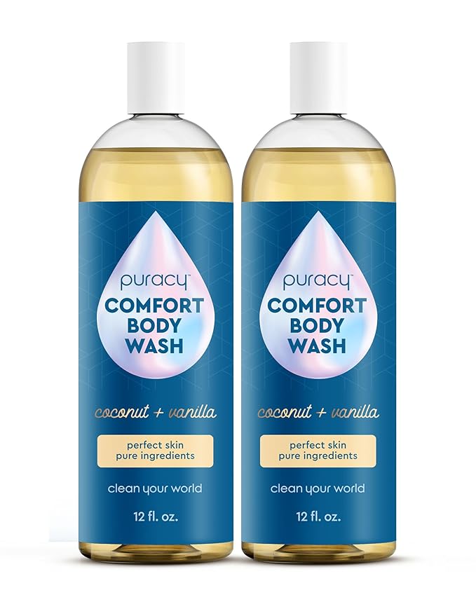 Puracy Natural Body Wash - 2pk 12 fl oz / 355 ml - Body Wash Sensitive Skin - 98.6% Pure Plant Ingredients - Body Wash Women, Men & Kids - Moisturizing Body Wash / Shower Gel - Coconut & Vanilla