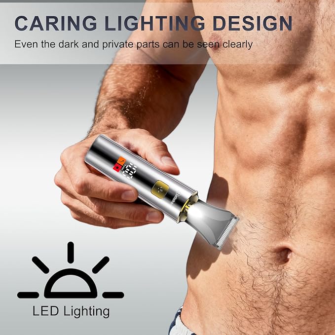 Electric Mens Back Shaver Body Trimmer Hair Groomer 4 in 1 Kit with Extendable Auxiliary Arm Waterproof Facial,Chin,Arm,Back,Pubic Hair Trimmer Grooming Set