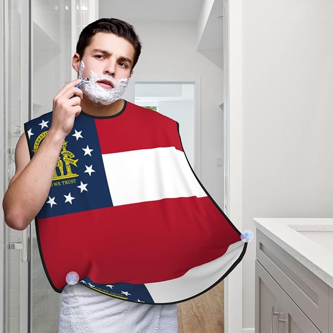 Georgia Flag Print Beard Bib Apron For Men, Beard Hair Catcher For Men Shaving Trimming,Beard Cape Cloth
