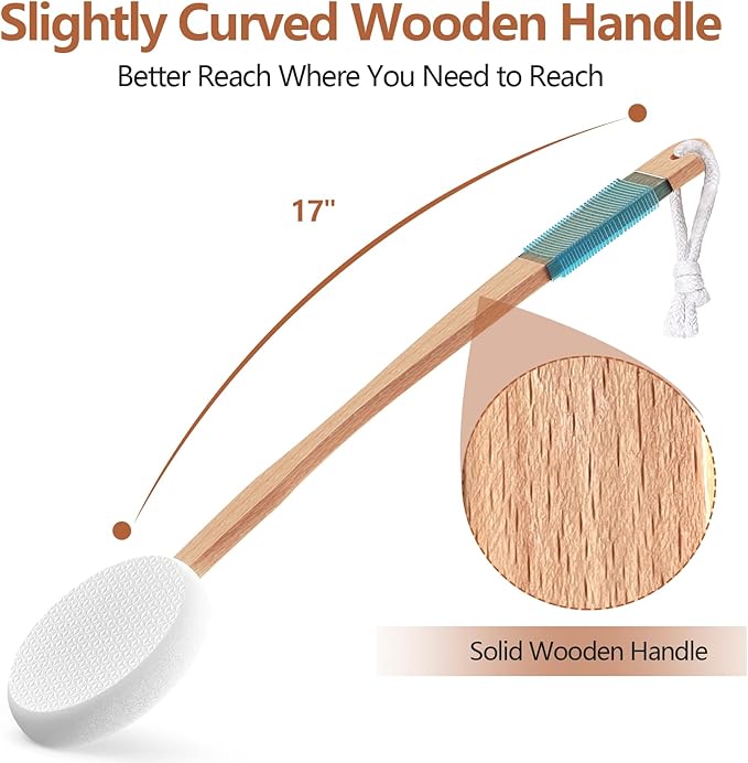 Lotion Applicator for Back and Feet with 2 Replaceable Pads, 17" Back Lotion Applicator for Women, Elderly Apply to Lotion, Suncreen, Cream Medicine, White