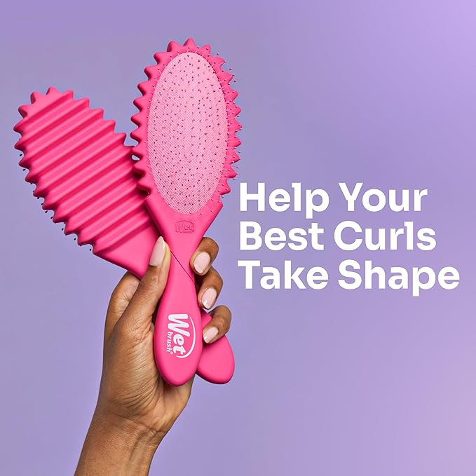 Wet Brush Curl Shaper Detangler Brush, Pink, Curl Defining for Curly and Coily Hair Types, IntelliFlex Bristles Detangle for Frizz-Free Shaping, Made for Women, Men & Kids