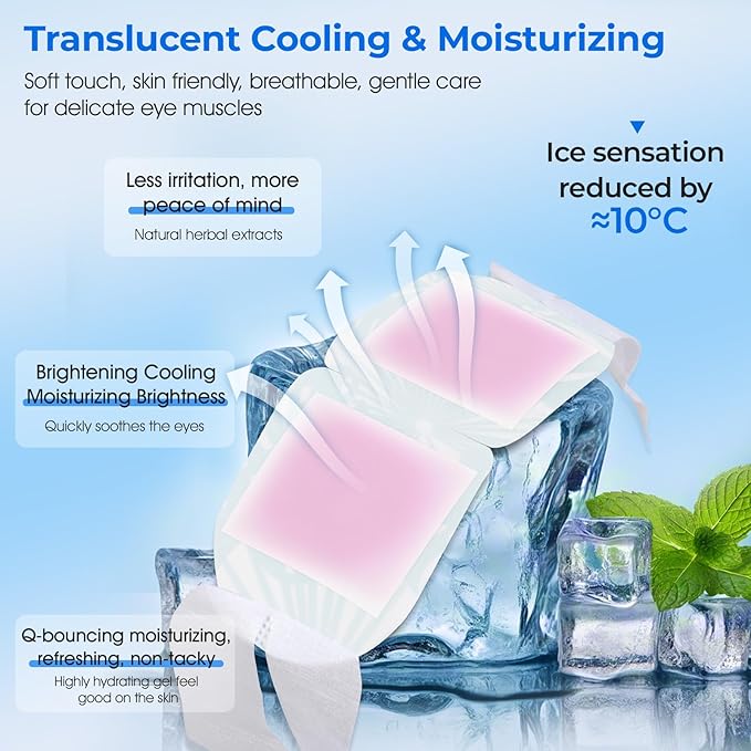 Hydrogel Self Cooling Eye Mask,Cold Eye Mask for Puffy & Burning Eyes,Cold Compress for Fast Relief with Fatigue and Headaches, Individually Wrapped Cool Care Travel Essentials,8 Packs