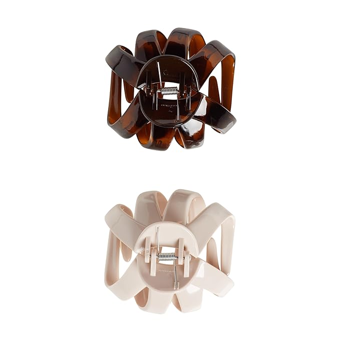 Goody SlideProof Octopus Large Claw Clips, 2 Ct, Neutral Tones, Secure Grip Accessories for Women & Men, Hair Styling Accessories for All Occasions, Claw Clips for Thick Hair