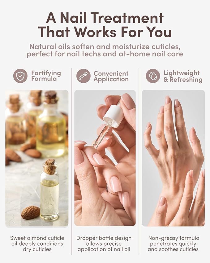 ella+mila Nail Fortifying Cuticle Oil with Sweet Almond & Castor - Moisturizing Formula Promotes Nail Repair & Strength - Vegan - 2.3 fl oz