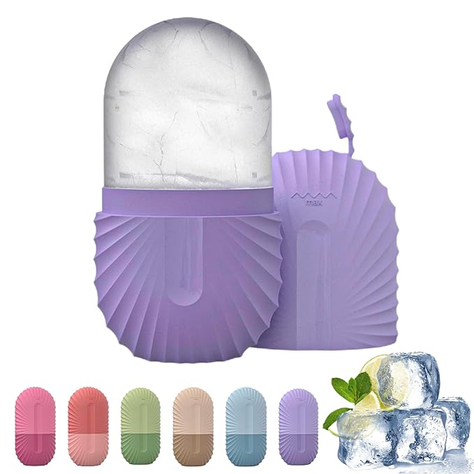 Ice Roller For Face And Eye, Reusable Ice Face Roller, Facial IceRoller, IceGlobes For Faces, Silicone Massage IceMold, IceRoller Skin Care Tool, Massage Facial Ices Tray For Women Girl (purple)