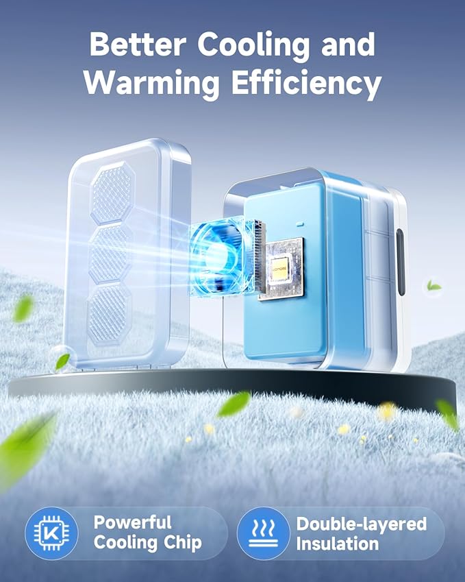 Small Mini Fridge, 18L Portable Tiny Fridge for Skincare, 120V/12V Makeup Refrigerator Mini, Thermoelectric Cooler & Warmer for Drinks, Food, Cosmetics for Office/Dorm/Car/Travel, White