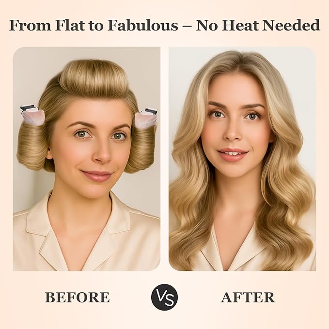 Heatless Hair Curler Set – 4PCS Velvet Overnight Blowout Rods for Heatless Curls, Jumbo Flexible Curling Rods to Sleep In, No Heat Curling Tools for Natural Waves and Curls Pink