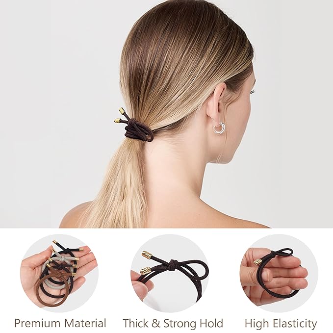 25 PCS Elastics Knotted Hair Ties for Women, Adjustable No Damage Ponytail Holders for Women Girls, 3MM Rubber Bands for Hair, 5 Colors