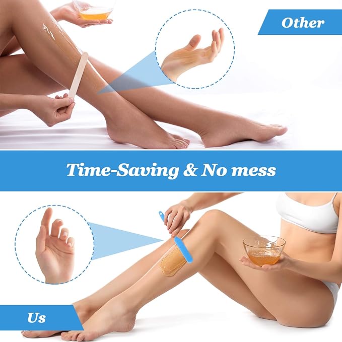 Patelai Non Stick Wax Spatulas Silicone Waxing Sticks Waxing Applicator Hair Removal Large Reusable Scraper Large Area Hard Wax Sticks for Home Salon Body Use Mixing Resin(Blue)