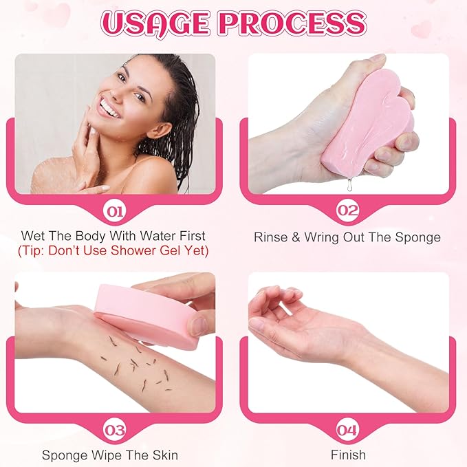 4 Pack Heart Sponge Pink Exfoliating Bath Sponge Loofah Soft Body Scrubber Skin Friendly Spa Use for Basket Filler Stuffer for Adults Women Men