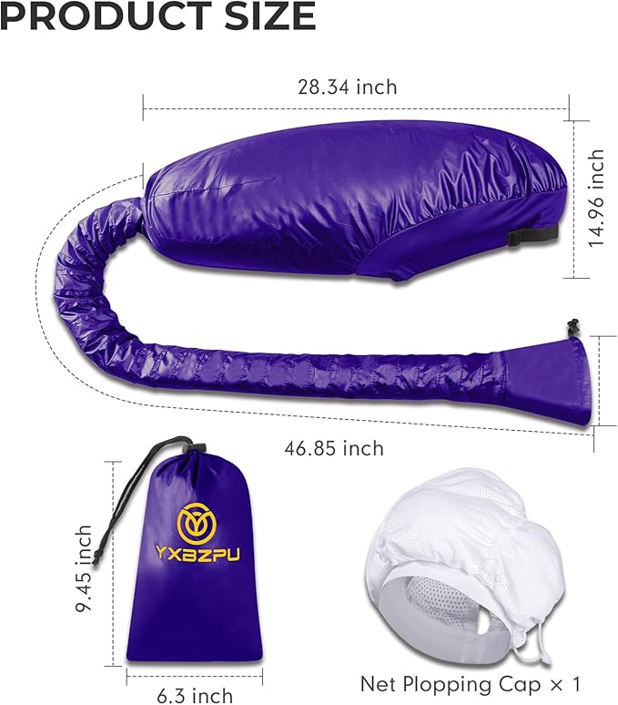 Bonnet Hair Dryer,Hooded Hair Dryer Attachment, Dryer Hooded Diffuser Cap for Curly,Speeds Up Drying Time,Safety Deep Conditioning at Home(Purple)