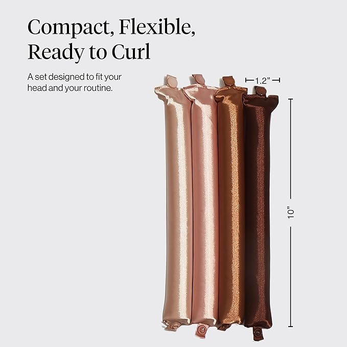 Kitsch Satin Hair Curlers, Heatless Curling Rod - Jumbo Flexi Rod for Heatless Curls Overnight, Comfortable Hair Curlers to Sleep In for Frizz-Free, No Heat Damage Styling - 4pcs, Rosewood