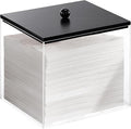 Puricon Acrylic Disposable Facial Towels Holder, Clear Storage Bin with Wood Lid Compatible with Clean Skin Club Towel (NOT Included), Face Towelettes Container for Bathroom Counter -Black