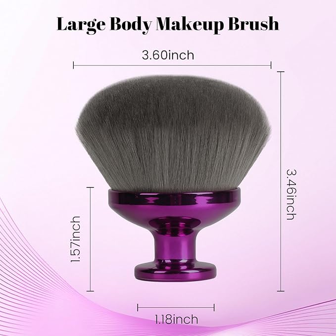 Extra Large Body Makeup Brush for Self Tanner, 90mm 3.6in Kabuki Self Tan Applicator for Face,Leg and Body,Bronzer,Tanning Mousse,Lotion and Foundation,Vegan Bristles with Drawstring Bag,Purple