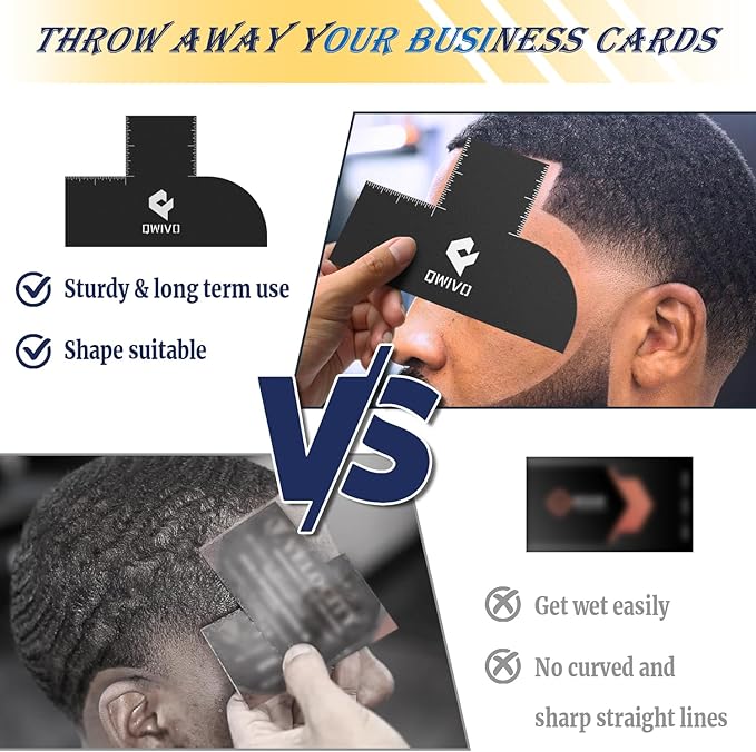 Color Enhancement Barber Card with Measurement indicators, Easy to Clean Hairline Maker for Barber Shape, Reusable Beard Line Up Tool, Color Spray Edge Hair Liner Card (Black-A)