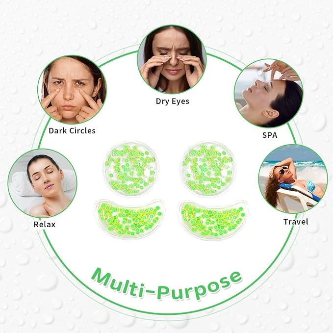 4PCS Gel Eye Ice Pack Set, Cold & Hot Compress, Reusable Cooling Gel Pads for Strain Relief, Relaxation, SPA and Sleep (4 Lemons)