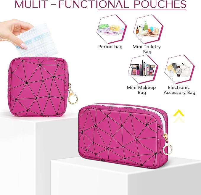 Period Bag for Teen Girls, Leather Sanitary Napkin Storage Bag, Portable Menstrual Pad Bag Period Pads Pouch, Small Make Up Bags