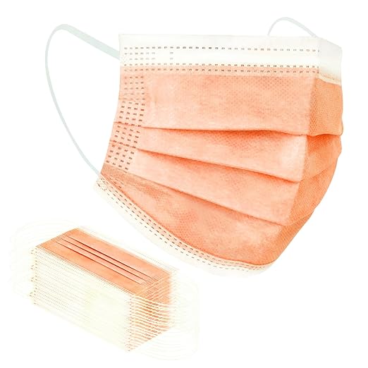 Borje Disposable Face Mask 100 Pcs Face Masks 3 Ply Protection Masks (Tangerine)