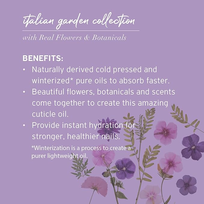 Cuccio Amalfi Garden Revitalizing Cuticle Oil (63ml) - Natural Moisturizing Skin Moisturizer for Nourishing Hand Care & Healthier Nails - Violet & Delicate Peony