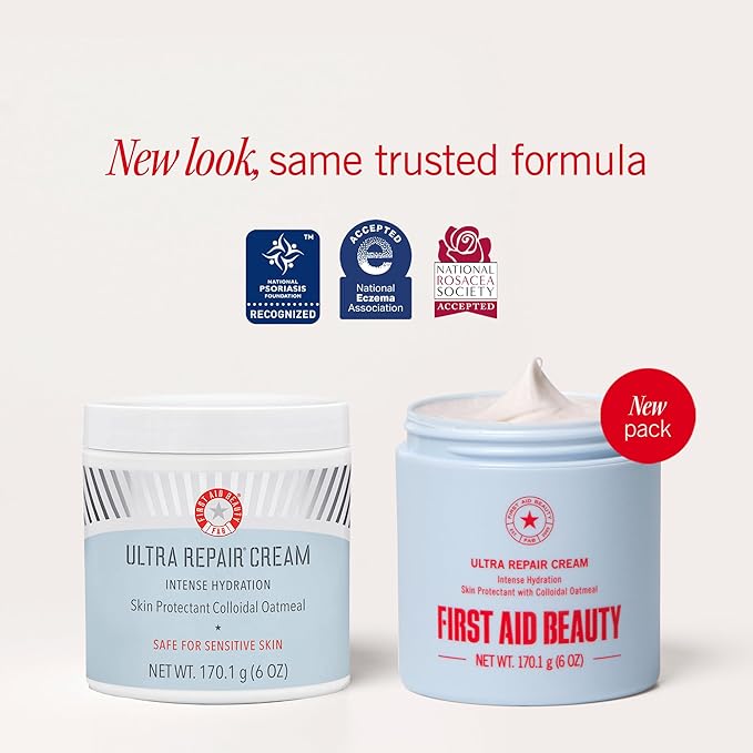 First Aid Beauty - Ultra Repair Cream - Intense Hydration Face & Body Moisturizer - Whipped Colloidal Oatmeal Clinically Proven to Strengthen Skin Barrier in 7 Days - Helps Relieve Eczema, 6 oz