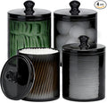 MateeyLife Small Storage Organizer 4 Pack, Acrylic Makeup Organizers for Vanity, Clear Bathroom Vanity Organizer 10oz Q tip Holder, Bathroom Organizers and Storage Set (Black)
