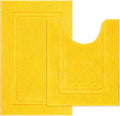 SHACOS Bathroom Toilet Rugs Set 2 Pieces Soft Absorbent Bath Rugs with U Shape Toilet Rug Bath Mat Contour Rug Non Slip Microfiber Plush Shower Rug Machine Washable (20"x24"+20"x32",Yellow)