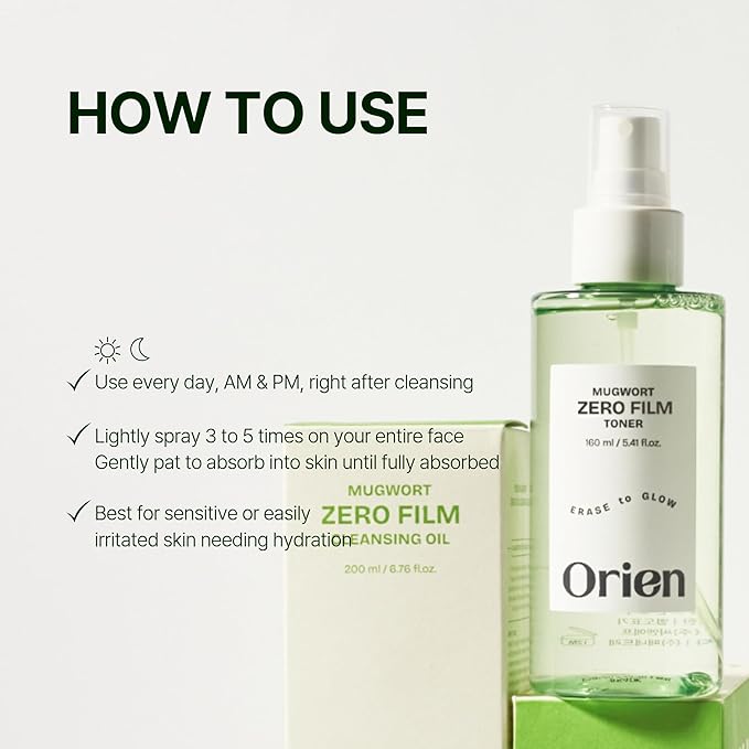 Mugwort Zero Film Toner 5.41 fl.oz. 160ml ㅣpH5.5 Calming, Soothing, Hydrating Spray Toner