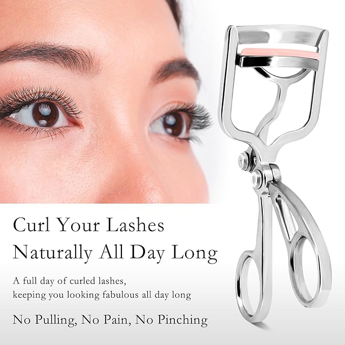 Luxurious Eyelash Curler, Professional Eyelash Curlers Long Lasting Lash Curl Eye Opening Voluminous Lashes Curler Heavy Duty, Zinc Alloy (Silver)
