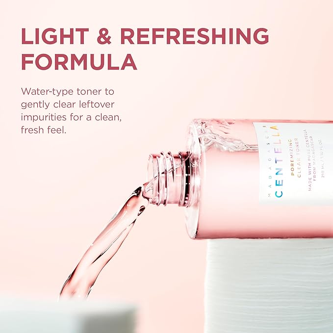 SKIN1004 Poremizing Clear Toner 7.10 fl.oz, 210ml, Korean Face Toner with Himalayan Pink Salt & Madagascar Centella, Facial Toner for Pore Care & Oil Balance, Hydrating Essence, Korean Skin Care