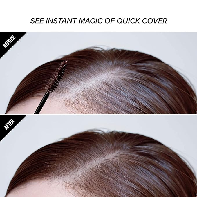 RED by KISS Quick Cover Root Touch Up Rescue (Dark Brown), Mascara Natural Water-Resistant Temporary Gray Concealer Cover Up Brush for Hair Mustache & Beard, Formulated with Jojoba Oil