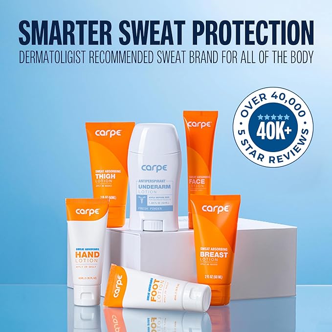 Carpe Sweat Absorbing Foot Lotion WITH APPLICATOR, A dermatologist-recommended solution to stop sweaty, smelly feet, Helps prevent blisters, Great for hyperhidrosis. 1 Tube + Applicator (Pack of 2)